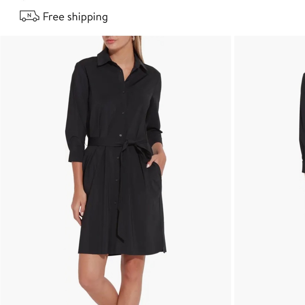 Lysse Belted Button Up Black Shirt Dress